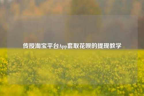 传授淘宝平台App套取花呗的提现教学